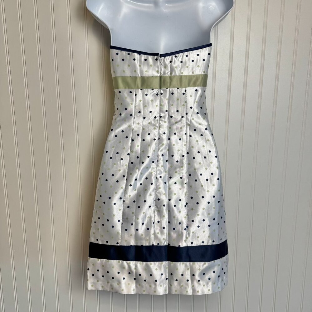 Jessica McClintock For Gunne Sax Vintage Strapless Dress Satin Polka Dots Q17 - Picture 3 of 4